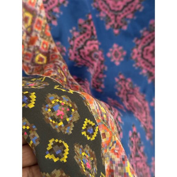 Dries Van Noten Dress Womens XS Kaftan Silk Patterned Midi Boho Artsy Multi Blue - Picture 7 of 8